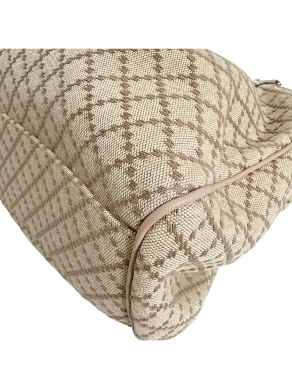 Gucci Diamante Canvas Handbag Tote Beige Brown